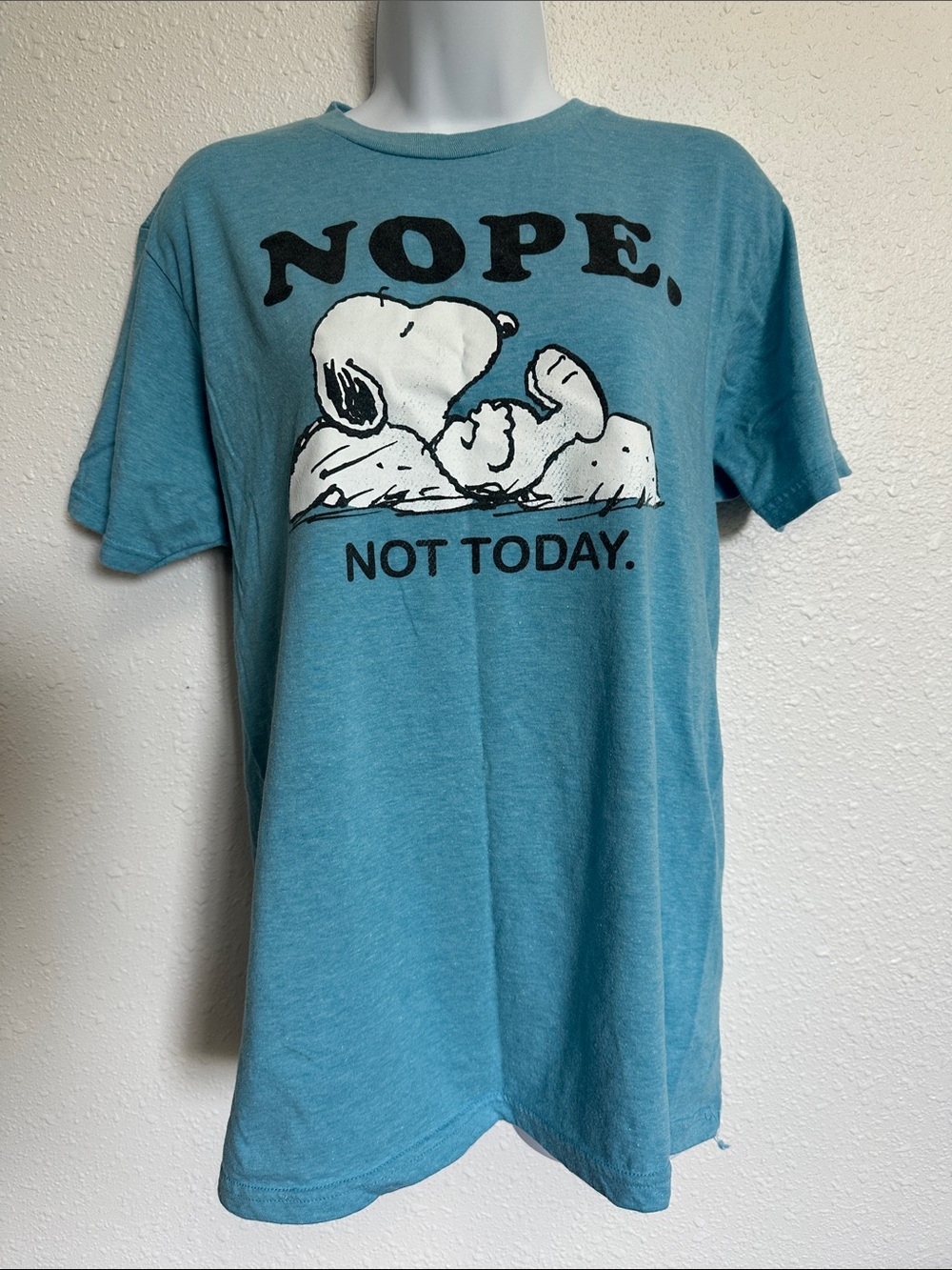 Peanuts Teal Graphic Tee - Snoopy 'NOPE. NOT TODAY.' Size Medium